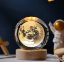3D Moon Crystal Ball LED Lamp Night Light Moon Planet Art Gifts Lamp | Night Lamp (7.5 cm, Warm White Moon)