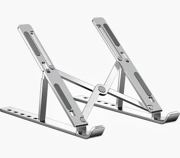 Adjustable Metal Laptop Stand - Foldable Ergonomic Riser for Desk - Compatible with MacBook Air Pro, HP, Lenovo, Dell 10-15.6" Laptops