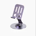 Metal Rotating Phone Tabletop Stand, Adjustable Height and Angle Foldable Cell Phone Stand Holder