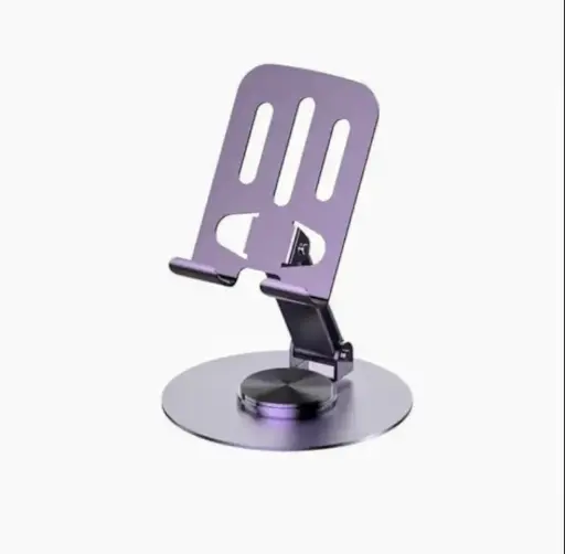 Metal Rotating Phone Tabletop Stand, Adjustable Height and Angle Foldable Cell Phone Stand Holder